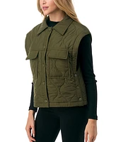 Marcus Adler Women's Snap Front Quilted Vest with Front Pockets