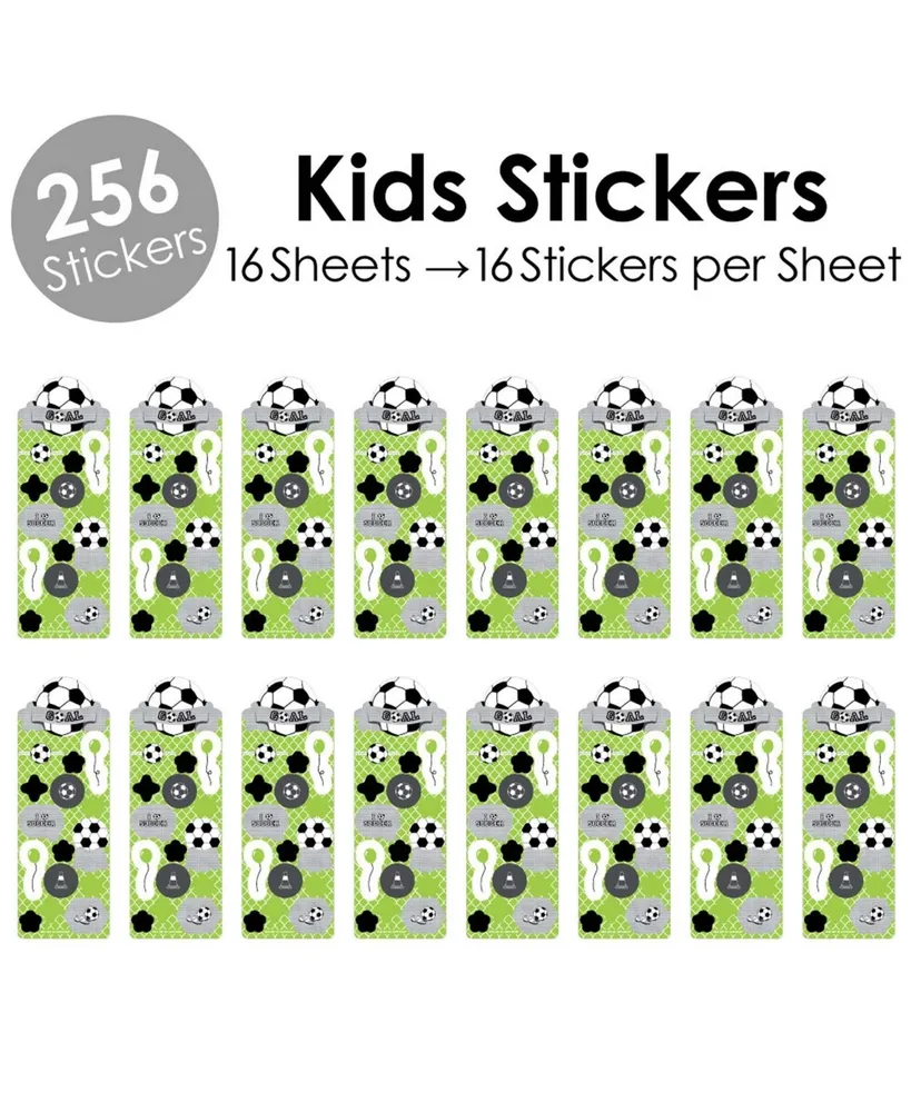 Goaaal - Soccer - Birthday Party Favor Kids Stickers - 16 Sheets - 256 Stickers