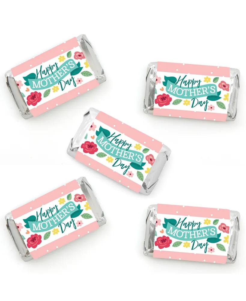 Big Dot of Happiness Colorful Floral Happy Mother's Day - We Love Mom Party  Circle Sticker Labels - 24 Count
