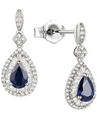 Ruby (1 ct. t.w.) & Diamond (3/8 ct. t.w.) Pear Drop Earrings in 14k Gold (Also in Emerald & Sapphire)