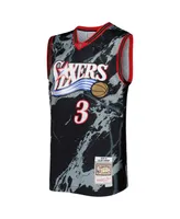 Men's Mitchell & Ness Allen Iverson Black Philadelphia 76ers 2000-01 Hardwood Classics Marble Swingman Jersey