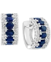 Effy Blue & White Sapphire (3-1/4 ct. t.w.) Diamond (1/20 Small Hoop Earrings 14k Gold, 0.59" (Also available Pink Sapphire)