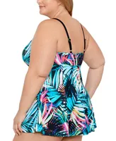 Swim Solutions Plus Tummy Control Empire Swimdress, Created For Macys