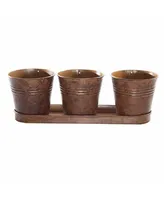 Gardener's Select Farmhouse Collect. Round Pot & Tray Set, Rusty