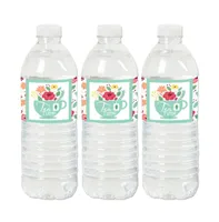 Floral Let's Par-Tea - Garden Tea Party Water Bottle Sticker Labels - Set of 20