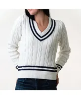 Hope & Henry Women's Organic Cotton V-Neck Cricket Sweater