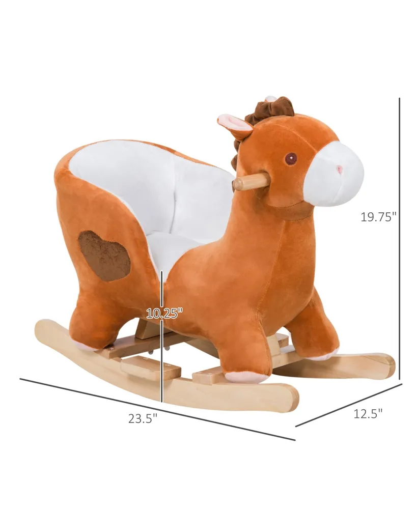 Qaba Kids Sturdy Plush Toy Ride On Rocking Horse Pony Animal Rocker