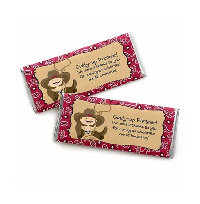 Little Cowboy - Western Candy Bar Wrappers Party Favors - 24 Ct