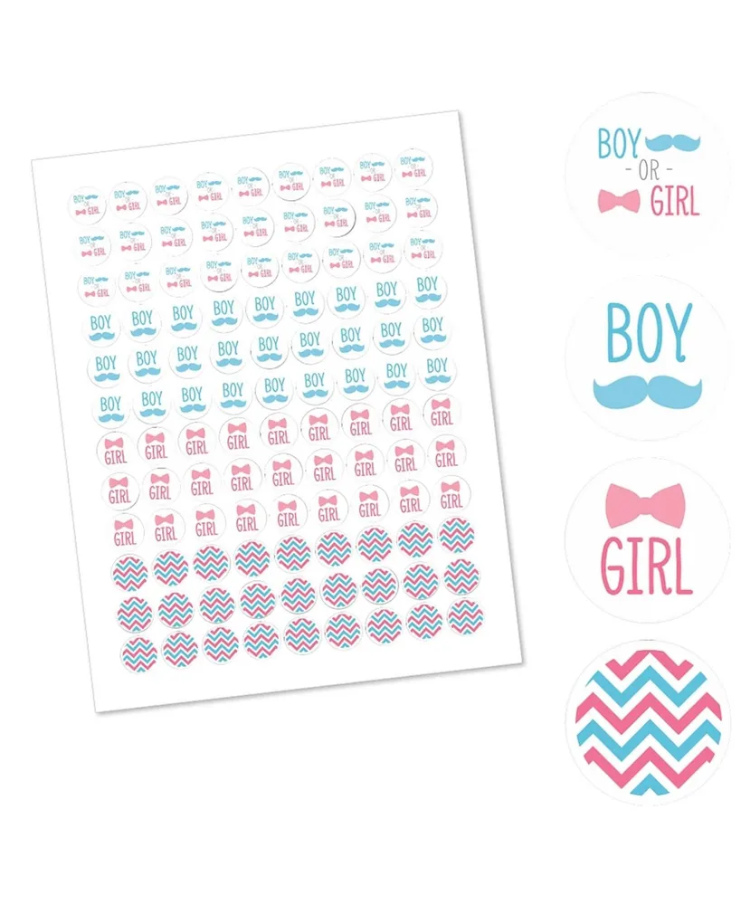 Chevron Gender Reveal Round Candy Sticker Gender Reveal Favors (1 sheet of 108)