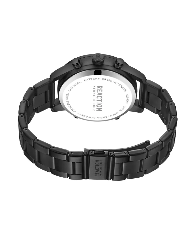 Kenneth Cole Reaction Men's Ana-digi Black Stainless Steel Bracelet Watch, 46mm