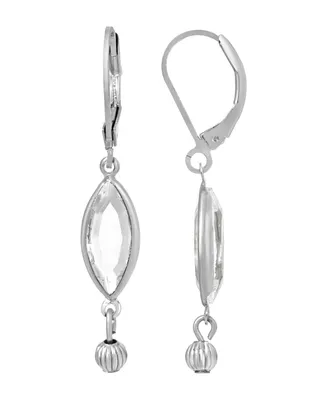 2028 Women's Silver-Tone Clear Crystal Drop Earrings