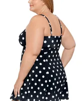 Swim Solutions Plus Tummy Control Bow Front Swimdress, Created For Macy's