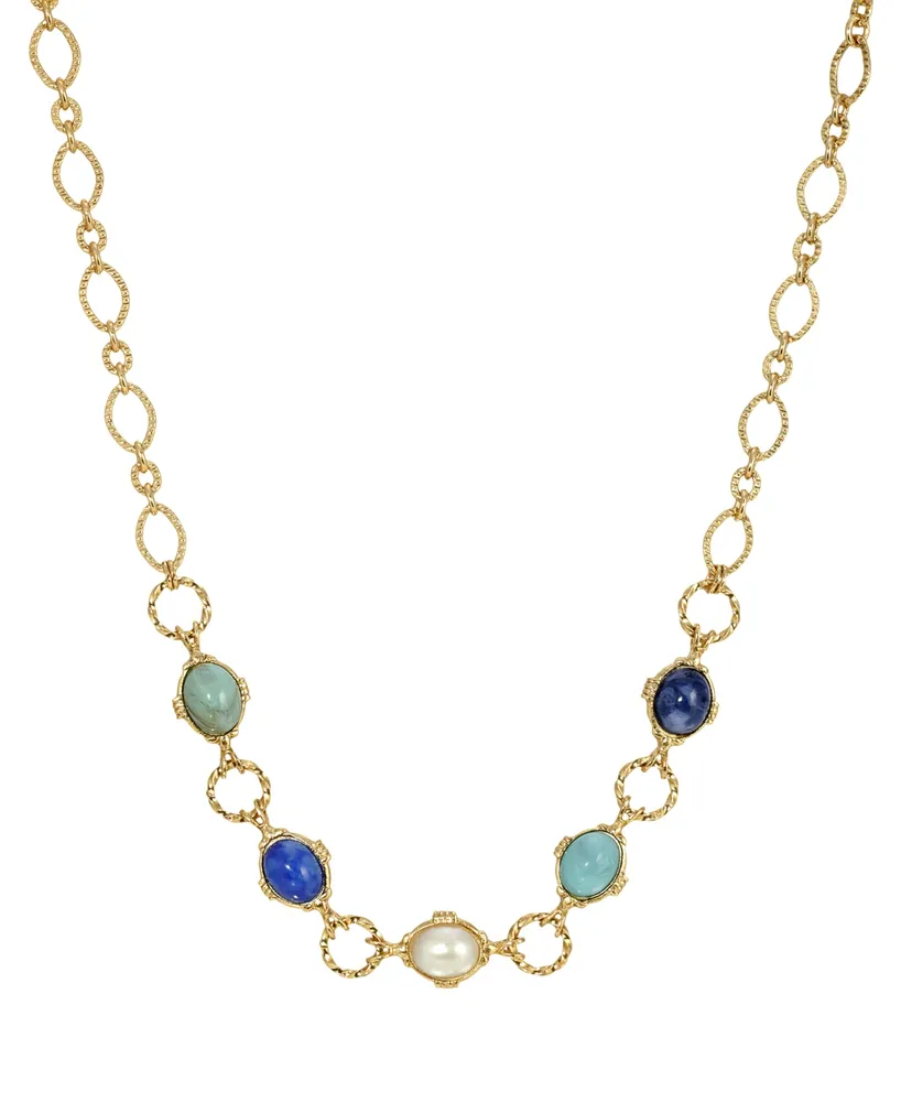 2028 Gold-Tone Multi Color Link Necklace