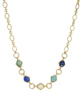 2028 Gold-Tone Multi Color Link Necklace