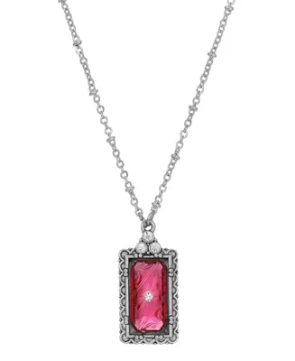 2028 Silver-Tone Crystal Pendant Necklace