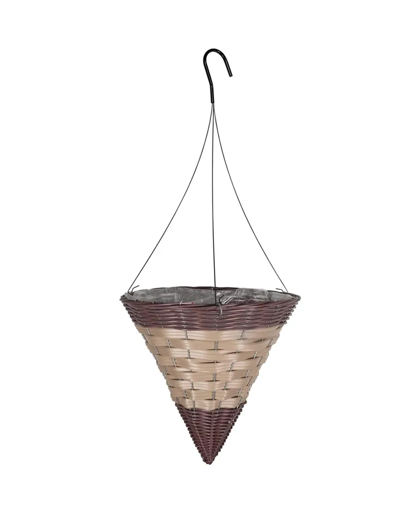 Gardener's Select Cone Hanging Basket, Dark Brown with Tan Band