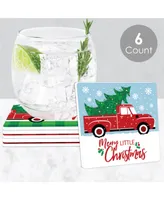 Big Dot of Happiness Merry Little Christmas Tree Funny Truck Party Decorations Drink Coasters 6 Ct