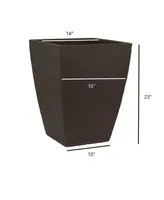 Tusco Products Modern Planter Tall Square Espresso 16in x 23in