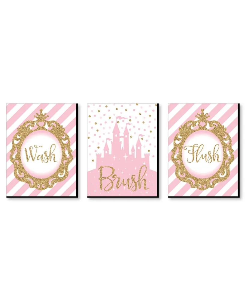 Big Dot Of Happiness Little Princess Crown - Unframed Pink & Gold Castle  Nursery And Kids Room Linen Paper Wall Art - Set Of 4 Artisms - 8 X 10  Inches : Target