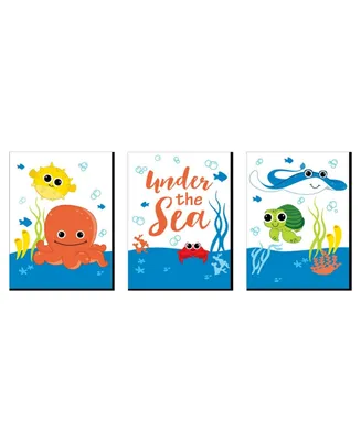 Under the Sea Critters - Wall Art Decor - 7.5 x 10 inches - Set of 3 Prints