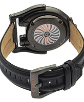 GV2 by Gevril Men's Triton Automatic Black Genuine Leather Strap Watch 49mm