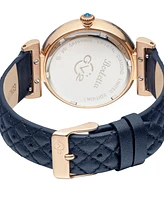 GV2 by Gevril Women's Berletta Swiss Quartz Diamond Accents Blue Leather Strap Watch 37mm