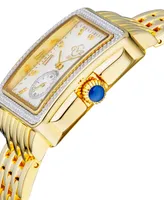 GV2 by Gevril Women's Bari Tortoise Swiss Quartz Diamond Accents Ion Plating Gold-Tone Stainless Steel Bracelet Watch 34mm x 30mm