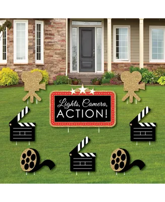 Red Carpet Hollywood - Outdoor Lawn Decor - Movie Night Yard Signs - Set of 8
