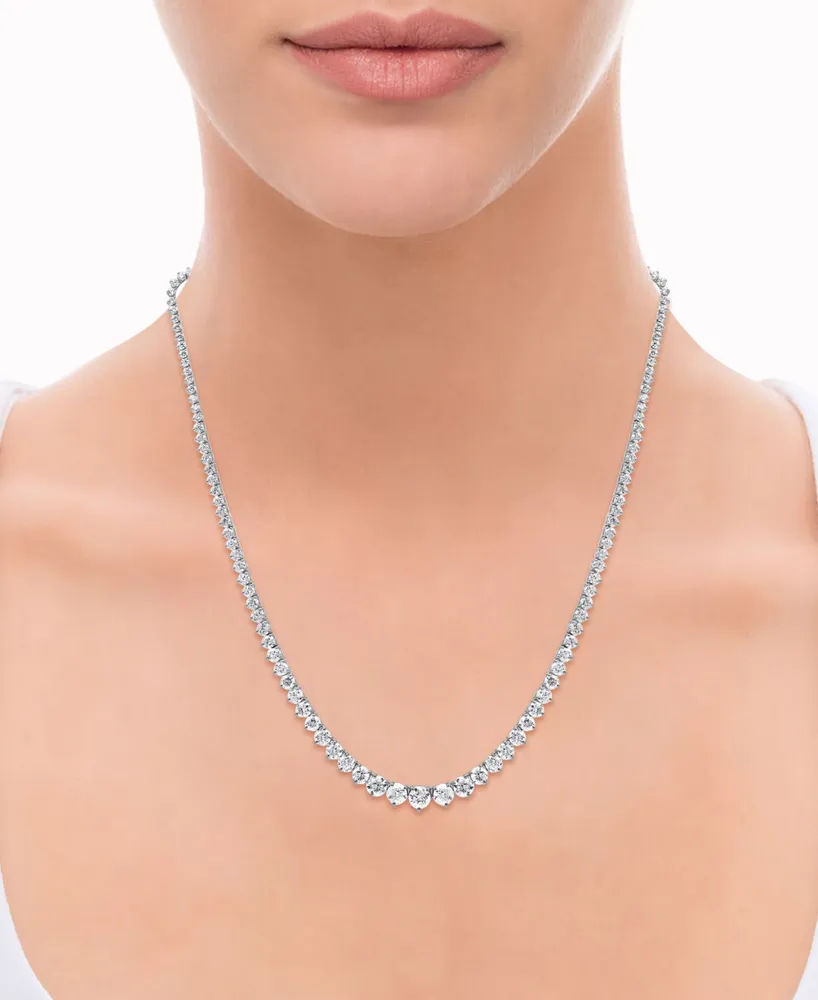 Diamond Fancy 17" Collar Tennis Necklace (15 ct. t.w.) in 14k White Gold