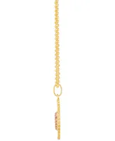 Lab-Grown Pink Sapphire Heart Disc Pendant Necklace (1/5 ct. t.w.) in 14k Gold-Plated Sterling Silver, 16" + 4" extender