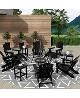 WestinTrends 12 Piece Set Outdoor Folding Adirondack Chairs with Ottoman Side Table