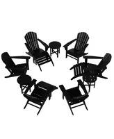 12 Piece Set Outdoor Adirondack Chair With Ottoman Side Table