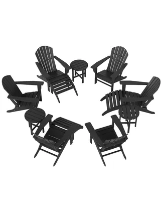 12 Piece Set Outdoor Adirondack Chair With Ottoman Side Table
