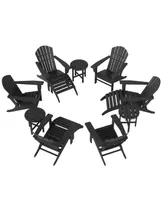 12 Piece Set Outdoor Adirondack Chair With Ottoman Side Table