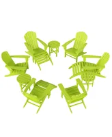 12 Piece Set Outdoor Adirondack Chair With Ottoman Side Table