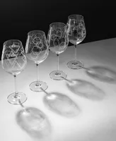 JoyJolt Geo White Wine Glass with Geometric Shape Design, 4 Piece