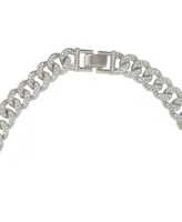 Adornia Silver-Tone Plated Crystal Thick Cuban Curb Chain Necklace