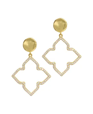 Adornia Women's 14K Gold-Tone Plated Drop and Dangle Crystal Lined Floral Earrings