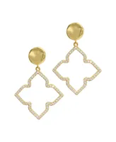 Adornia Women's 14K Gold-Tone Plated Drop and Dangle Crystal Lined Floral Earrings