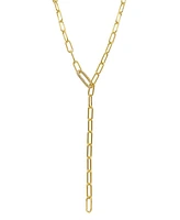 Adornia Women's 14K Gold-Tone Plated Y-Shaped Lariat Crystal Lock Necklace