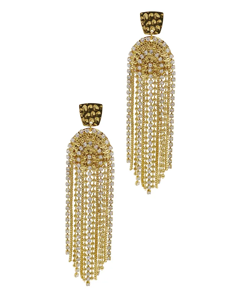 Adornia 14K Gold-Tone Plated Deco-Inspired Crystal Cascade Earrings