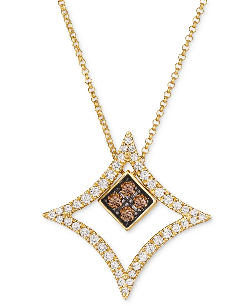 Le Vian Nude Diamond (1/3 ct. t.w.) & Chocolate Diamond (1/5 ct. t.w.) Geometric Pendant Necklace in 14k Gold