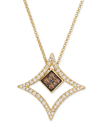 Le Vian Nude Diamond (1/3 ct. t.w.) & Chocolate Diamond (1/5 ct. t.w.) Geometric Pendant Necklace in 14k Gold, 18" + 2" extender