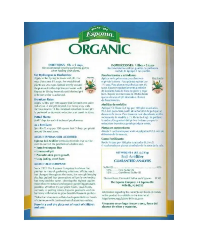 Espoma Organic Soil Acidifier Plant Food, 6lb