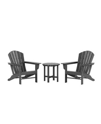 WestinTrends 3-Piece Patio Adirondack Chairs with Round Side Table Set