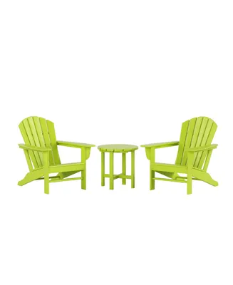 WestinTrends 3-Piece Patio Adirondack Chairs with Round Side Table Set
