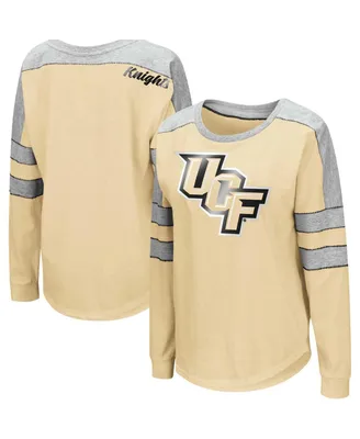 Women's Colosseum Ucf Knights Gold Trey Dolman Long Sleeve T-shirt