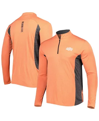 Men's Colosseum Heathered Orange, Black Oklahoma State Cowboys Audible Quarter-Zip Pullover Windshirt Jacket