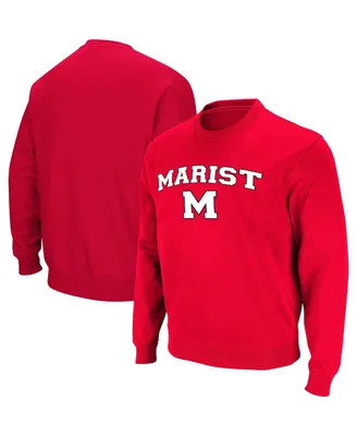 Men's Colosseum Red Marist Foxes Arch Over Logo Pullover Sweatshirt