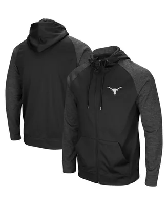 Men's Colosseum Texas Longhorns Big and Tall Blackout Raglan Full-Zip Hoodie